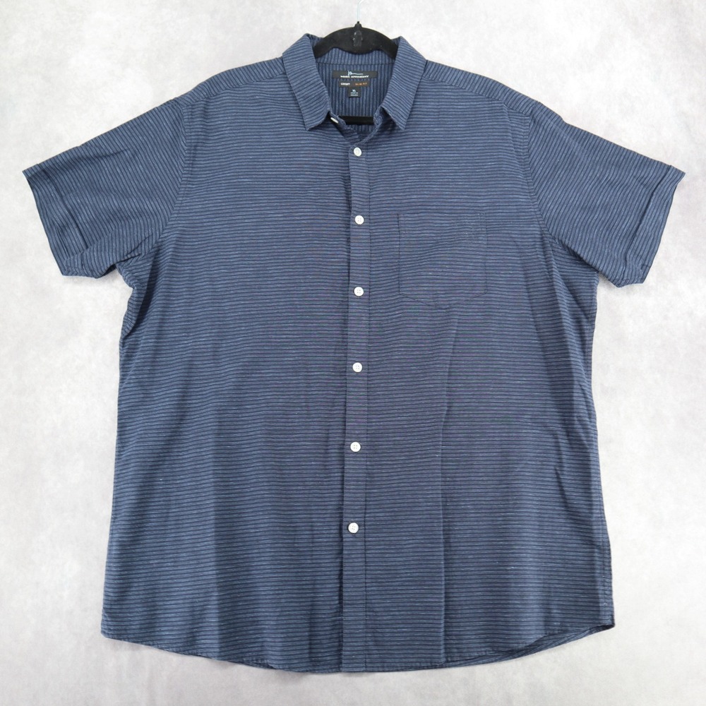 Marc Anthony Button Down Shirt Luxury Slim Fit Linen Cotton Stripe XL Casual